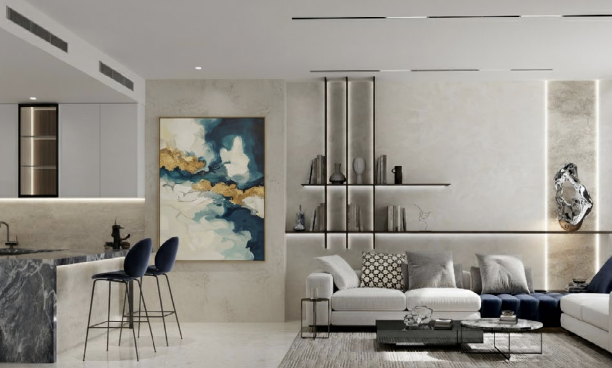 Modern kitchen and living space